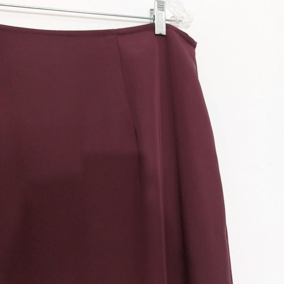 Simply French Collection Wine Color Faux Wrap Midi Maxi Skirt Women's Size 18 - Picture 6 of 10